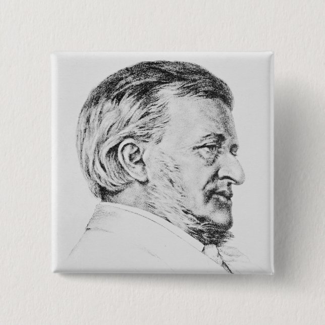 Bóton Quadrado 5.08cm Retrato de Wagner, século XIX (Frente)