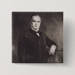Bóton Quadrado 5.08cm Retrato de William McKinley (litho)