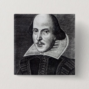 Bóton Quadrado 5.08cm Retrato de William Shakespeare