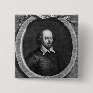 Bóton Quadrado 5.08cm Retrato de William Shakespeare 1719