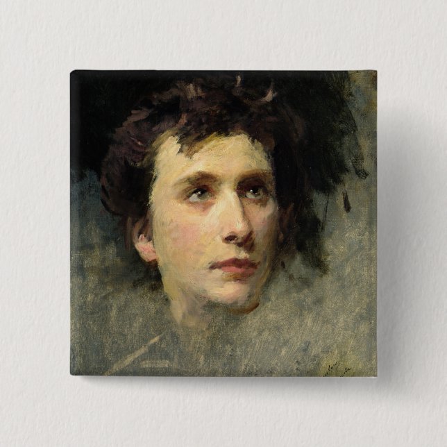 Bóton Quadrado 5.08cm Retrato do compositor Pyotr Ilyich (Frente)