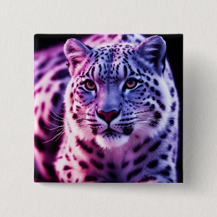 Bóton Quadrado 5.08cm Retrato do Leopardo da Neve