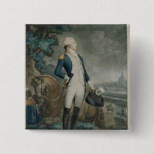 Bóton Quadrado 5.08cm Retrato do marquês de La Fayette