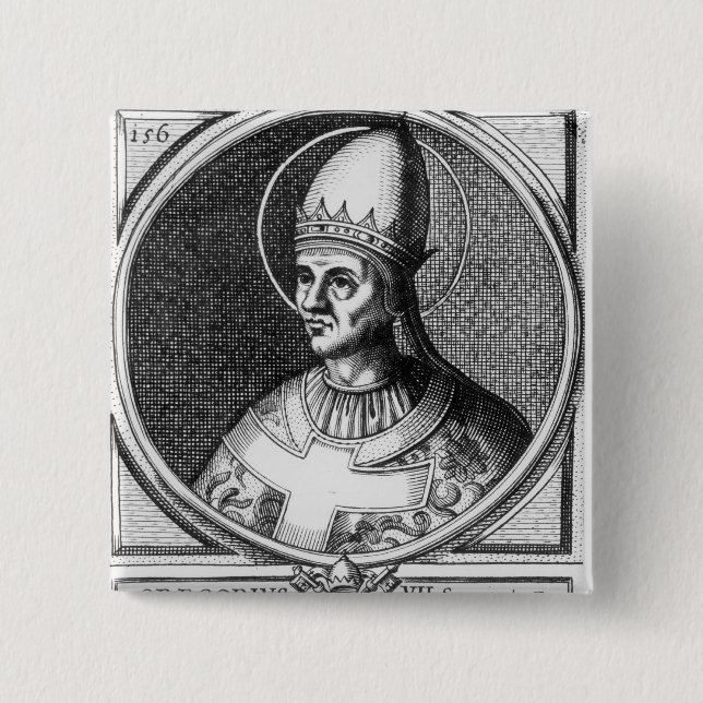 Bóton Quadrado 5.08cm Retrato do papa Gregory VII (Frente)
