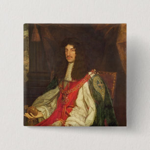 Bóton Quadrado 5.08cm Retrato do rei Charles II, c.1660-65