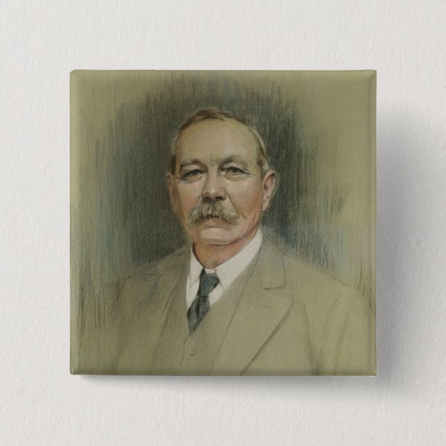 Bóton Quadrado 5.08cm Retrato do senhor Arthur Conan Doyle (Frente)