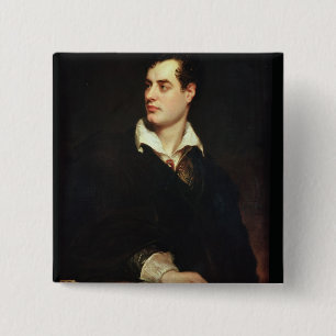 Bóton Quadrado 5.08cm Retrato do senhor Byron (1788-1824) (óleo em