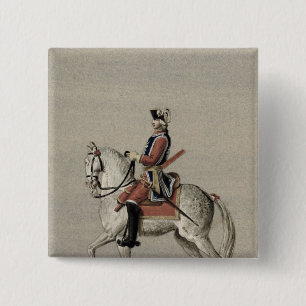 Bóton Quadrado 5.08cm Retrato equestre do príncipe Charles