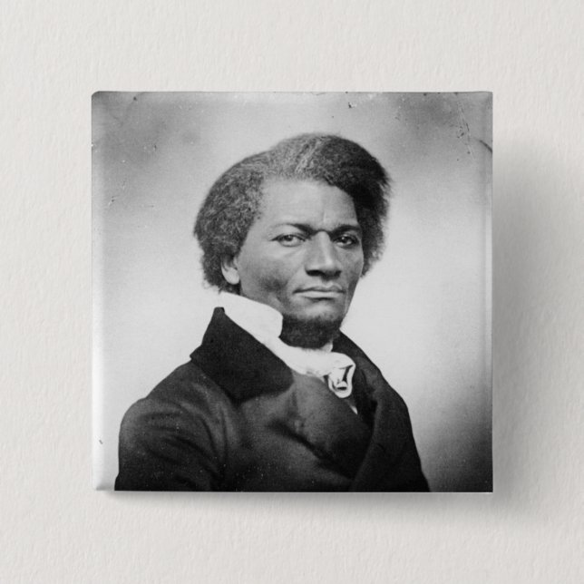 Bóton Quadrado 5.08cm Retrato Frederick Douglass ~ 1847 (Frente)