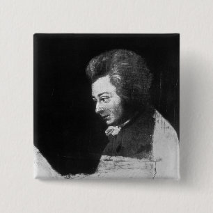 Bóton Quadrado 5.08cm Retrato inacabado de Wolfgang Amadeus Mozart
