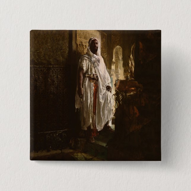 Bóton Quadrado 5.08cm Retrato Principal de Pintura Africana (Frente)