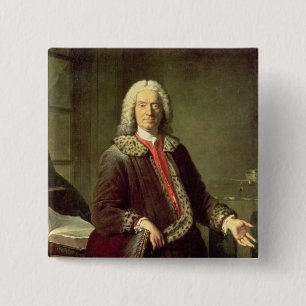Bóton Quadrado 5.08cm Retrato Prosper Jolyot de Crebillon, 1746