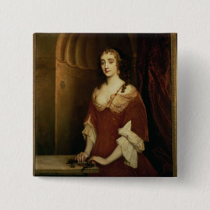 Bóton Quadrado 5.08cm Retrato provável de Nell Gwynne (1650-87), mistre