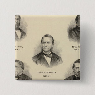 Bóton Quadrado 5.08cm Retratos Governadores de Wisconsin Louis P Harvey