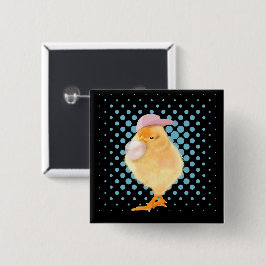 Bóton Quadrado 5.08cm Retro Cugado Viba Pintinho Soprando Bubblegum Pret