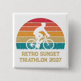 Bóton Quadrado 5.08cm Retro Cycling Pôr do Sol Triatlo Personalizado