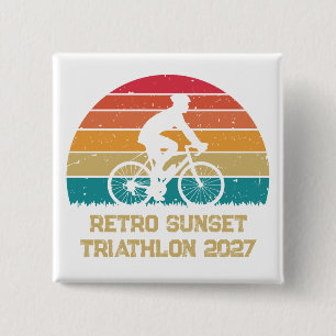 Bóton Quadrado 5.08cm Retro Cycling Pôr do Sol Triatlo Personalizado