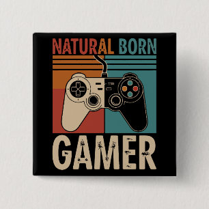 Bóton Quadrado 5.08cm Retro Natural Born Gamer Divertido