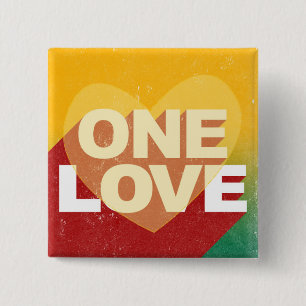 Bóton Quadrado 5.08cm Retro One Love Poster Art Colorir