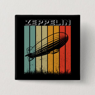 Bóton Quadrado 5.08cm Retro Zeppelin Dirigible Airship Zepelin Zepplin