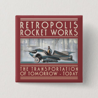 Bóton Quadrado 5.08cm Retropolis Rocket trabalha o botão quadrado