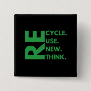 Bóton Quadrado 5.08cm Reutilização do reciclar Renovar Repensar o Ambien