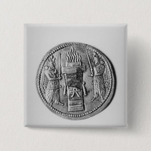 Bóton Quadrado 5.08cm Reverso de uma moeda de Shapur II