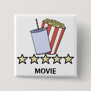 Bóton Quadrado 5.08cm Revisão de Filme de Pipoca de Bebida Personalizada