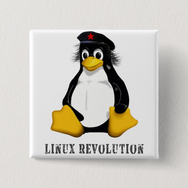 Bóton Quadrado 5.08cm Revolução de Linux (Frente)