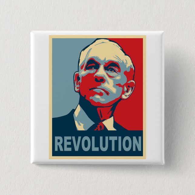 Bóton Quadrado 5.08cm Revolução de Ron Paul (Frente)