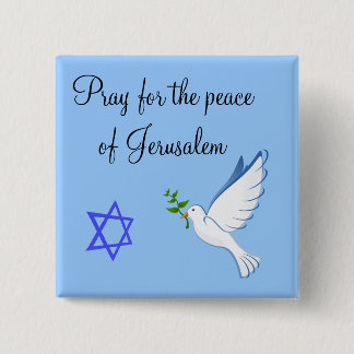 Bóton Quadrado 5.08cm Reze Pela Paz Do Botão Jerusalém