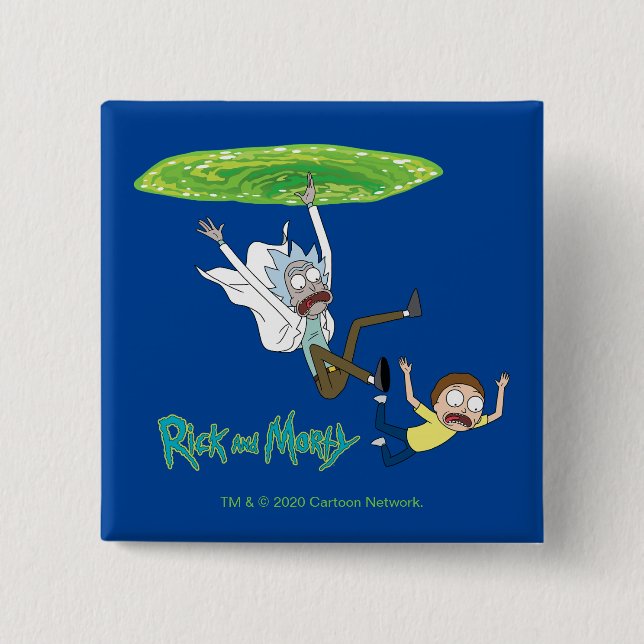 Bóton Quadrado 5.08cm RICK E MORTY™ | Saída Do Portal (Frente)