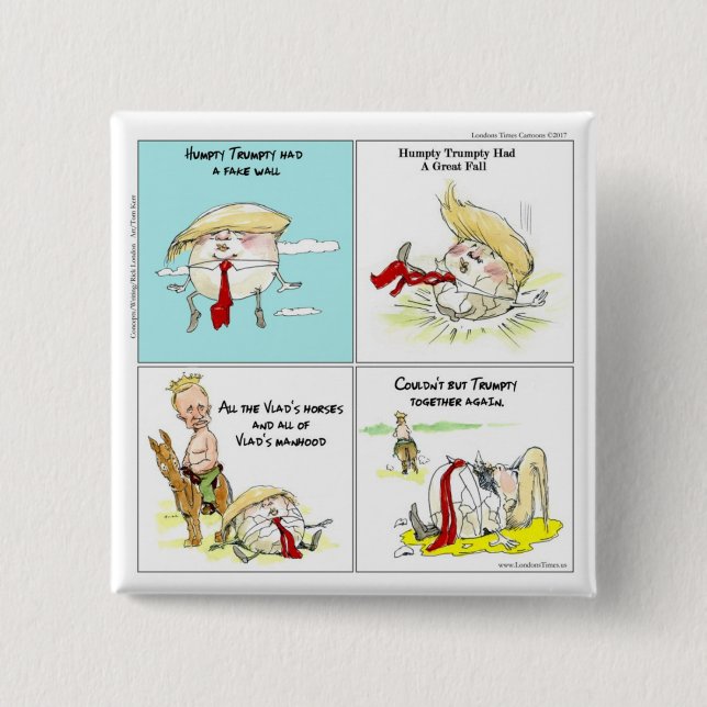 Bóton Quadrado 5.08cm Rick London "Trumpty Dumpty" Engraçado Trump Gift (Frente)