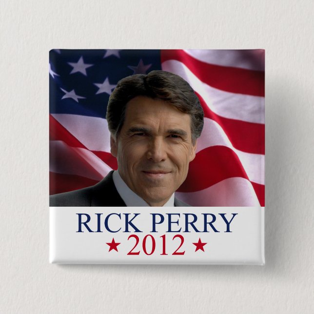 Bóton Quadrado 5.08cm Rick Perry 2012 para o botão do pinback do (Frente)