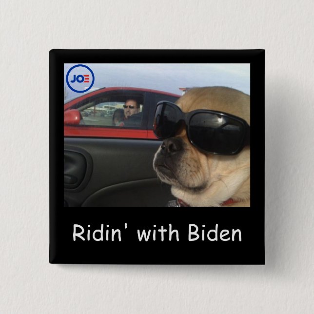 Bóton Quadrado 5.08cm Riden' com Biden 2020 (Frente)