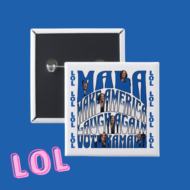 Bóton Quadrado 5.08cm Rindo de Kamala (Criador carregado)