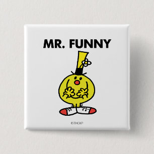 Bóton Quadrado 5.08cm Rindo do Sr. Engraçado com Flor