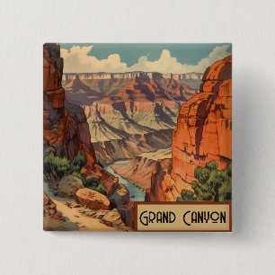 Bóton Quadrado 5.08cm Rio Colorado viagens vintage Poster Grand Canyon,