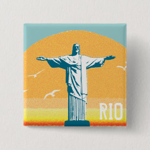 Bóton Quadrado 5.08cm Rio - Corcovado - Jesus Cristo o redentor