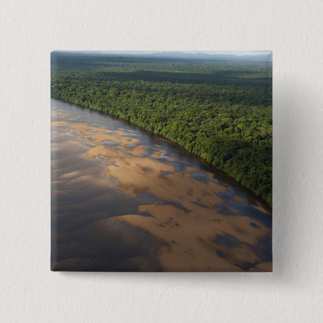Bóton Quadrado 5.08cm Rio Essequibo, rio mais longo da Guiana, e 3 (Frente)
