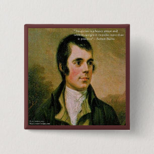 Bóton Quadrado 5.08cm Robert Burns & Citação de Suspeita Famosa