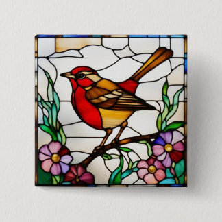 Bóton Quadrado 5.08cm Robin Brilhante em Vidro Colorido