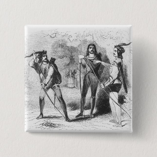 Bóton Quadrado 5.08cm Robin Hood, escarlate e John (Frente)