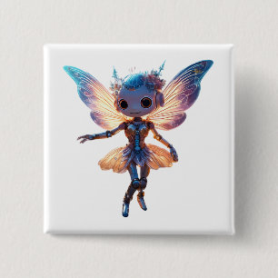 Bóton Quadrado 5.08cm Robô Pixie Bailarina Fofa
