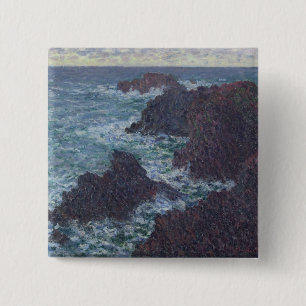 Bóton Quadrado 5.08cm Rochas de Claude Monet no Belle-Ile, a costa
