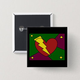 Bóton Quadrado 5.08cm Rock Star Heart