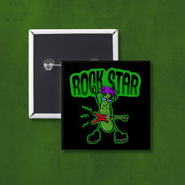 Bóton Quadrado 5.08cm Rock Star Pickle - Cartoon Engraçado