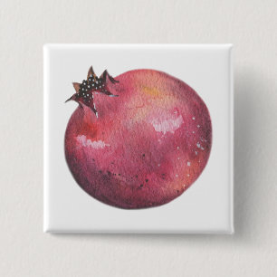 Bóton Quadrado 5.08cm Romã Aquarela