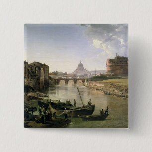 Bóton Quadrado 5.08cm Roma nova com o Castel Sant'Angelo