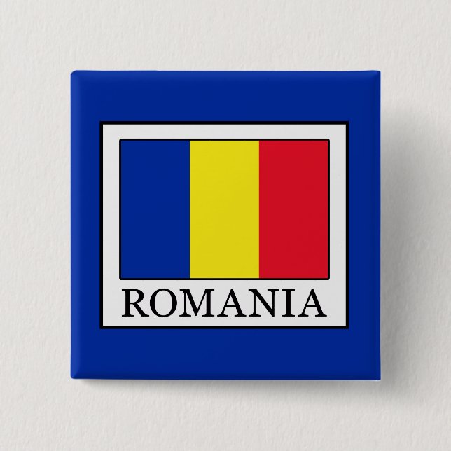 Bóton Quadrado 5.08cm Romênia (Frente)
